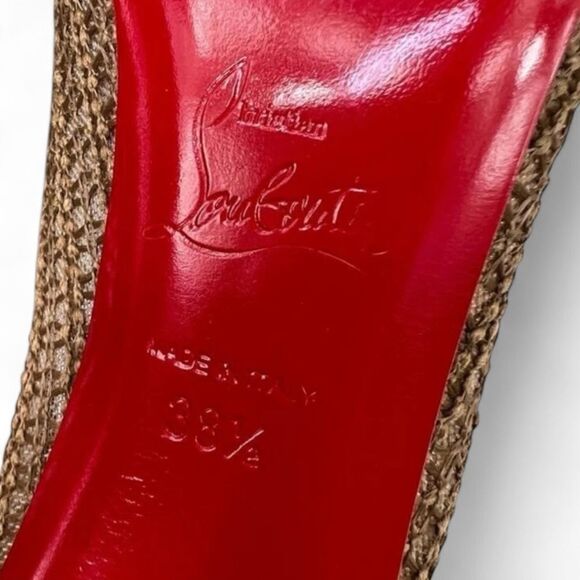NWOT CHRISTIAN LOUBOUTIN Peropik Biscotto Mesh Red Bottom Stiletto Heels IT38.5 - Picture 12 of 12
